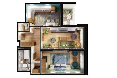 2-комнатная 69.6 м² в ЖК Central Park от 60 750 грн/м², Киев