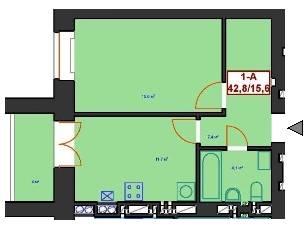 1-кімнатна 42.8 м² в ЖК Центральний від забудовника, м. Ірпінь