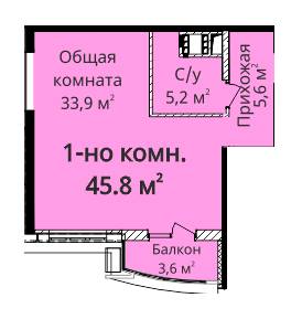 1-комнатная 45.8 м² в ЖК Четыре сезона от 23 700 грн/м², Одесса