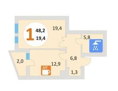 1-комнатная 48.2 м² в ЖК Эко-дом на Мечникова 2 от 28 130 грн/м², Львов