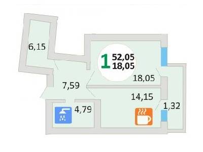 1-кімнатна 52.05 м² в ЖК Еко-дім на Стрийській від забудовника, Львів