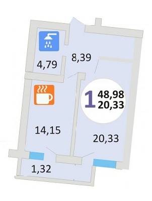 1-кімнатна 48.98 м² в ЖК Еко-дім на Стрийській від забудовника, Львів