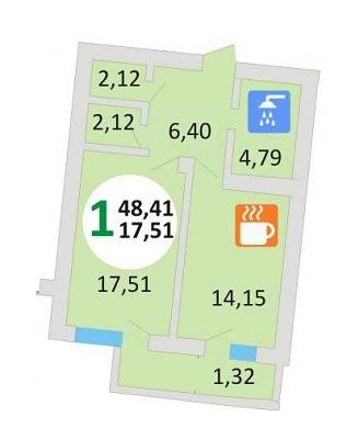 1-кімнатна 48.41 м² в ЖК Еко-дім на Стрийській від забудовника, Львів