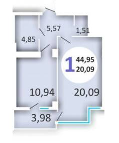1-комнатная 44.95 м² в ЖК Эко-дом на ул. Орная от застройщика, Львов