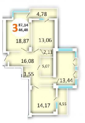 3-кімнатна 87.14 м² в ЖК Еко-дім на вул. Орна від забудовника, Львів