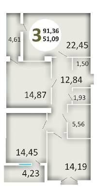 3-кімнатна 91.36 м² в ЖК Еко-дім на вул. Орна від забудовника, Львів