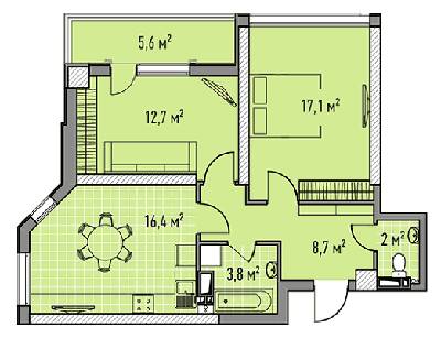 2-кімнатна 62.37 м² в ЖК Елегія Парк від 21 360 грн/м², Одеса