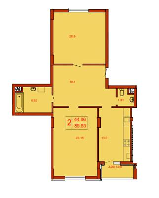 2-кімнатна 85.53 м² в ЖК Енді Ворхол від забудовника, Львів
