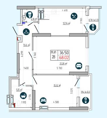 2-комнатная 68.02 м² в ЖК Южный квартал от 11 110 грн/м², Киев