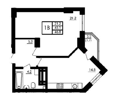 1-кімнатна 46.8 м² в ЖК Бурштиновий від 13 980 грн/м², с. Ілічанка