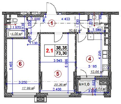 2-комнатная 73.3 м² в ЖК Ярославов Град от 58 190 грн/м², Киев