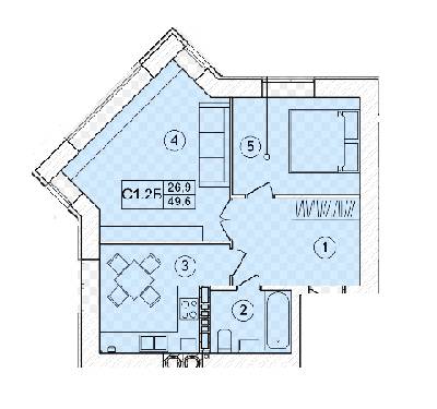 2-комнатная 49.6 м² в ЖК Bavaria City от 13 600 грн/м², с. Крюковщина
