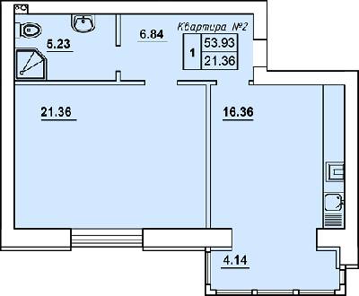 1-кімнатна 53.93 м² в ЖК Almond Apartments від забудовника, с. Гатне