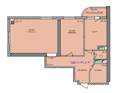 2-кімнатна 74.4 м² в ЖК Aqua Marine від 18 720 грн/м², Одеса