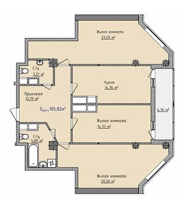 3-кімнатна 105.8 м² в ЖК Aqua Marine від 17 600 грн/м², Одеса