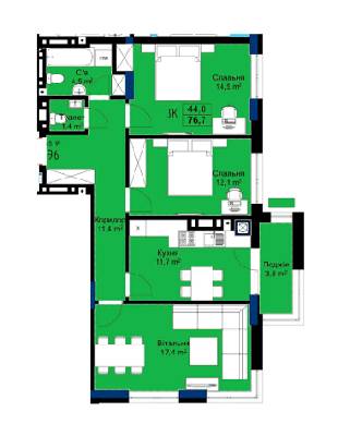 3-комнатная 76.7 м² в ЖК Auroom City от 14 410 грн/м², Львов
