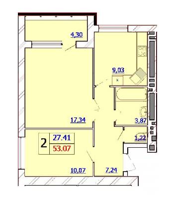 2-комнатная 53.07 м² в ЖК Avila comfort от застройщика, Хмельницкий