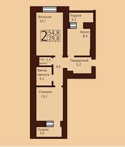2-кімнатна 54.8 м² в ЖК Borispol Grand від 18 900 грн/м², м. Бориспіль