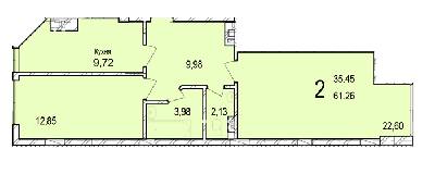 2-комнатная 61.26 м² в ЖК Bräuhaus Gasse 2 от застройщика, Черновцы