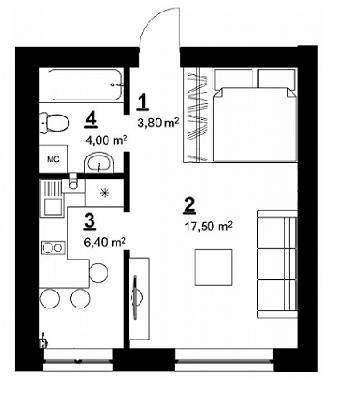 1-кімнатна 31.7 м² в ЖК Білий Шоколад.Center від 11 000 грн/м², с. Білогородка