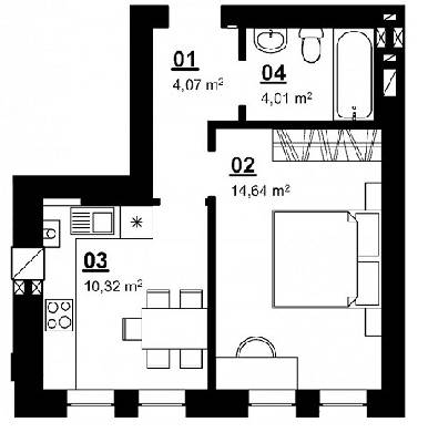 1-кімнатна 33.04 м² в ЖК Білий Шоколад.Center від 11 000 грн/м², с. Білогородка