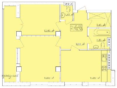 2-кімнатна 70.3 м² в ЖК Club Marine від 18 200 грн/м², Одеса