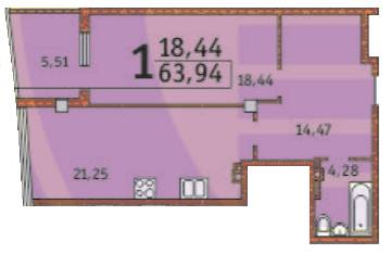 1-кімнатна 63.94 м² в ЖК Costa fontana від 39 210 грн/м², Одеса