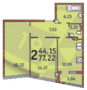 2-кімнатна 77.22 м² в ЖК Costa fontana від 35 640 грн/м², Одеса