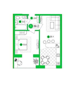 1-кімнатна 39.2 м² в ЖК Franko Smart House від забудовника, Івано-Франківськ