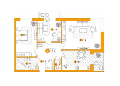 3-кімнатна 77.7 м² в ЖК Franko Smart House від забудовника, Івано-Франківськ