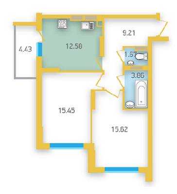 2-комнатная 59.72 м² в ЖК Friendly House от застройщика, Киев