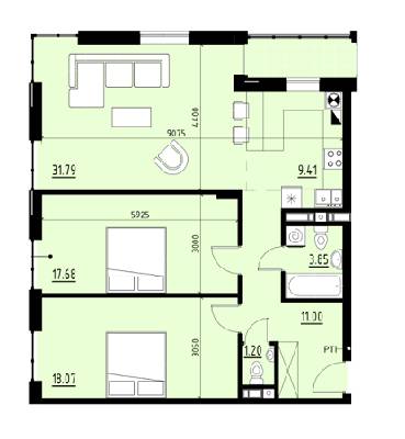 3-кімнатна 93 м² в ЖК Globus Comfort від 13 250 грн/м², Львів