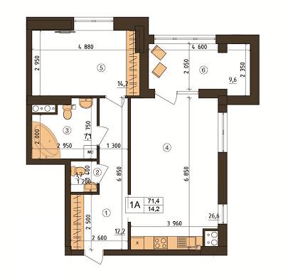 1-кімнатна 71.4 м² в ЖК Henesi House від 18 500 грн/м², Київ