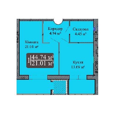 1-комнатная 44.74 м² в ЖК Holiday Park от застройщика, Хмельницкий