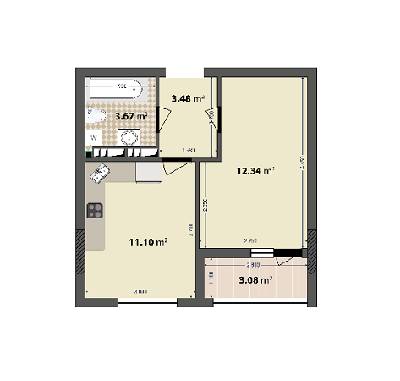 1-кімнатна 33.67 м² в ЖК IL Patio від 18 000 грн/м², Київ