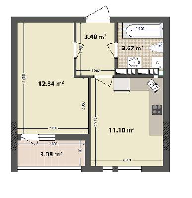1-кімнатна 33.67 м² в ЖК IL Patio від 18 000 грн/м², Київ