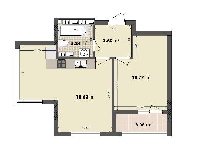 1-кімнатна 39.29 м² в ЖК IL Patio від 18 000 грн/м², Київ