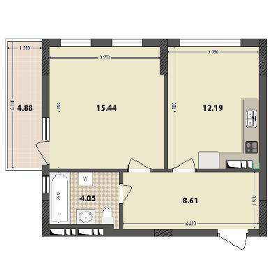 1-кімнатна 45.17 м² в ЖК IL Patio від 18 000 грн/м², Київ