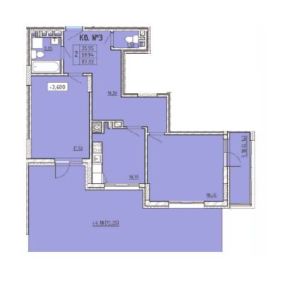 2-кімнатна 87.33 м² в ЖК LakePark від 19 650 грн/м², Львів