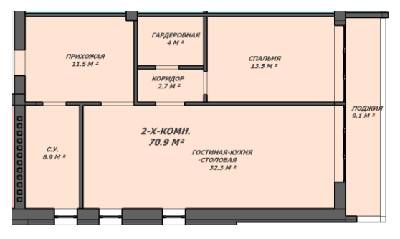 2-комнатная 70.9 м² в ЖК Loft House от 24 400 грн/м², Днепр