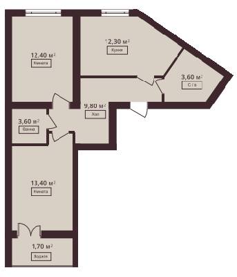 2-кімнатна 55.9 м² в ЖК Мюллер Хаус від 17 950 грн/м², с. Петропавлівська Борщагівка