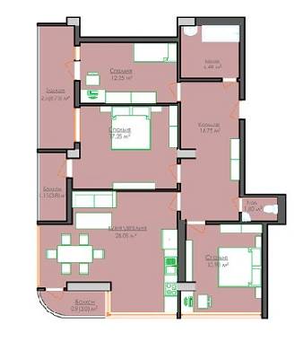 3-комнатная 101.05 м² в ЖК Park Tower от застройщика, Львов