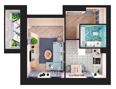 1-комнатная 34.95 м² в ЖК Мандарин от застройщика, Киев
