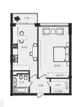 1-кімнатна 53.76 м² в ЖК Perfect Loft 47 від 38 080 грн/м², Львів