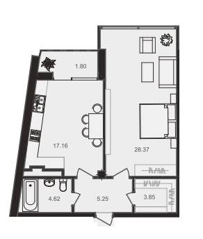 1-кімнатна 61.05 м² в ЖК Perfect Loft 47 від 38 080 грн/м², Львів