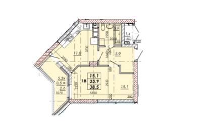 1-кімнатна 38.5 м² в ЖК RealPark від 19 150 грн/м², Одеса