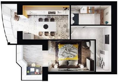 1-кімнатна 59.41 м² в ЖК River Town від забудовника, Харків