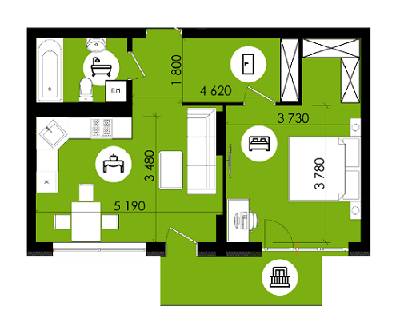 1-кімнатна 49.53 м² в ЖК Royal Park від 13 600 грн/м², м. Дубляни