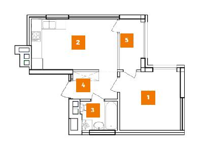 1-кімнатна 38.32 м² в ЖК Seven від 25 050 грн/м², Київ