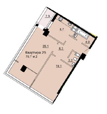 2-комнатная 70.7 м² в ЖК SkyCity от застройщика, Днепр